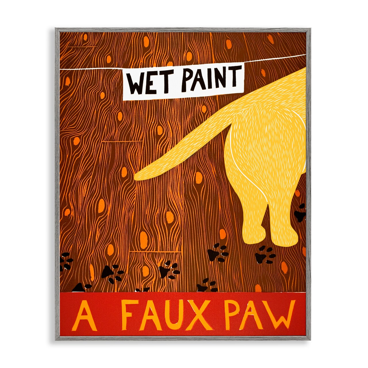 Stupell Industries Wet Paint Faux Paw Framed Giclee, design by Stephen Huneck